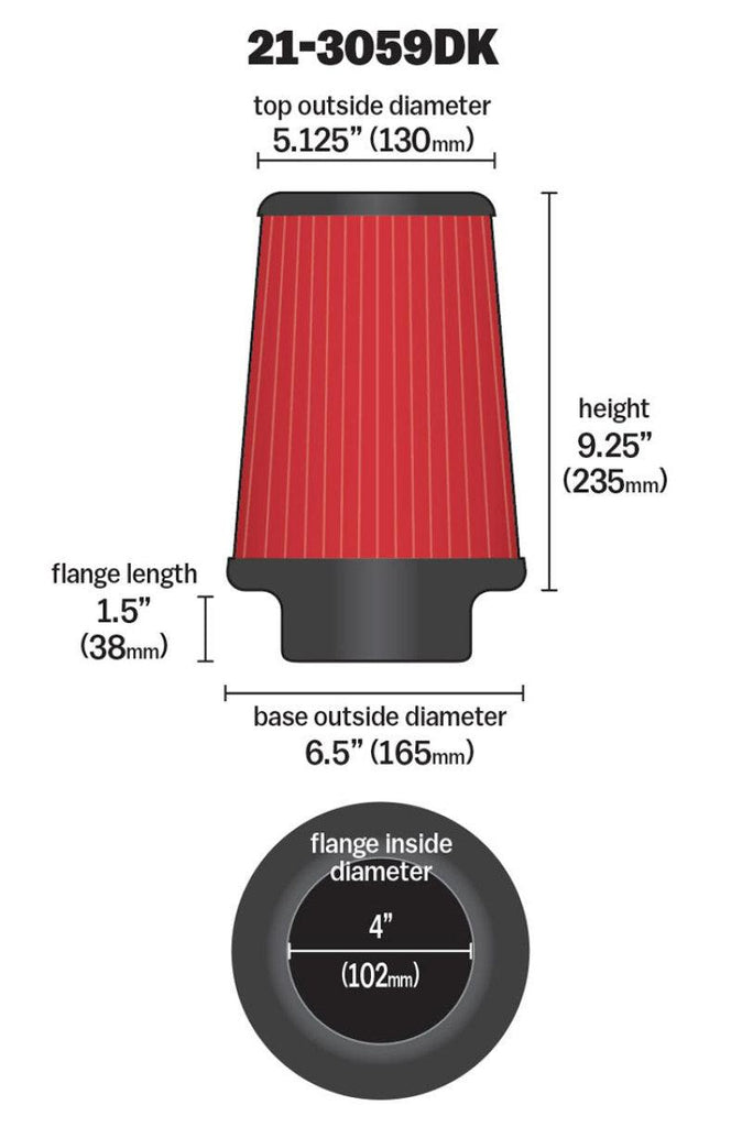 AEM 4 inch x 9 inch x 1 inch Dryflow Element Filter Replacement - Corvette Realm