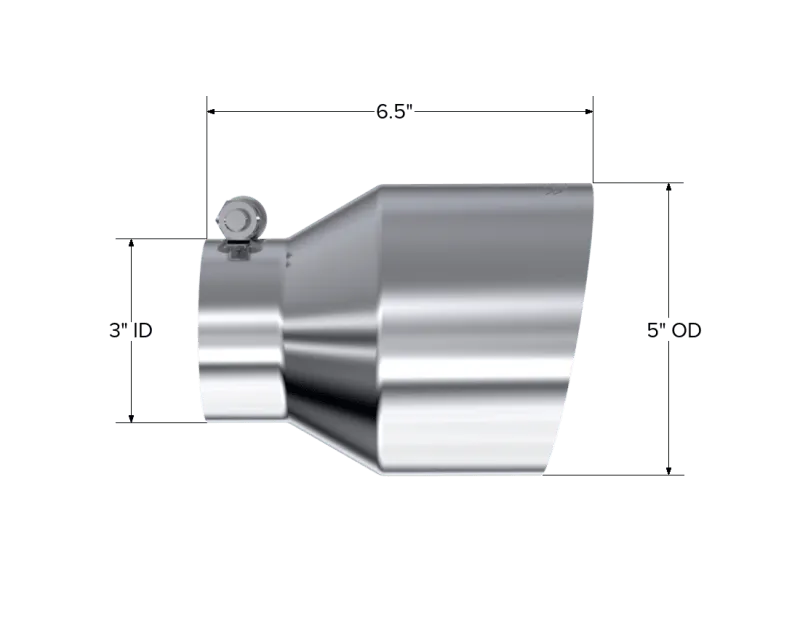 MBRP Universal T304 Stainless Steel Tip, 3in ID / 5in OD Out / 6.5in Length / Angle Cut Single Wall - Corvette Realm