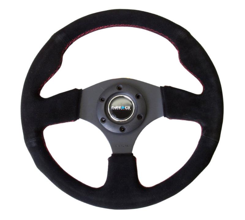 NRG Reinforced Steering Wheel (320mm) Suede w/Red Stitch - Corvette Realm