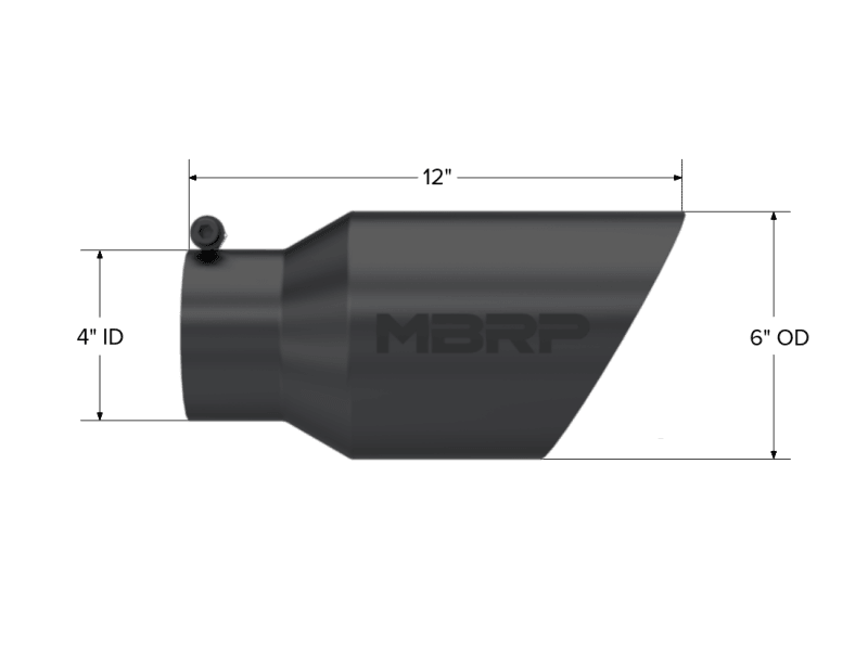 MBRP Universal Tip 6 O.D. Dual Wall Angled 4 inlet 12 length - Black Finish - Corvette Realm