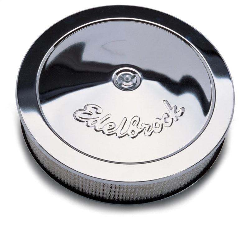 Edelbrock Air Cleaner Pro-Flo Series Round Steel Top Paper Element 14In Dia X 3 75In Dropped Base