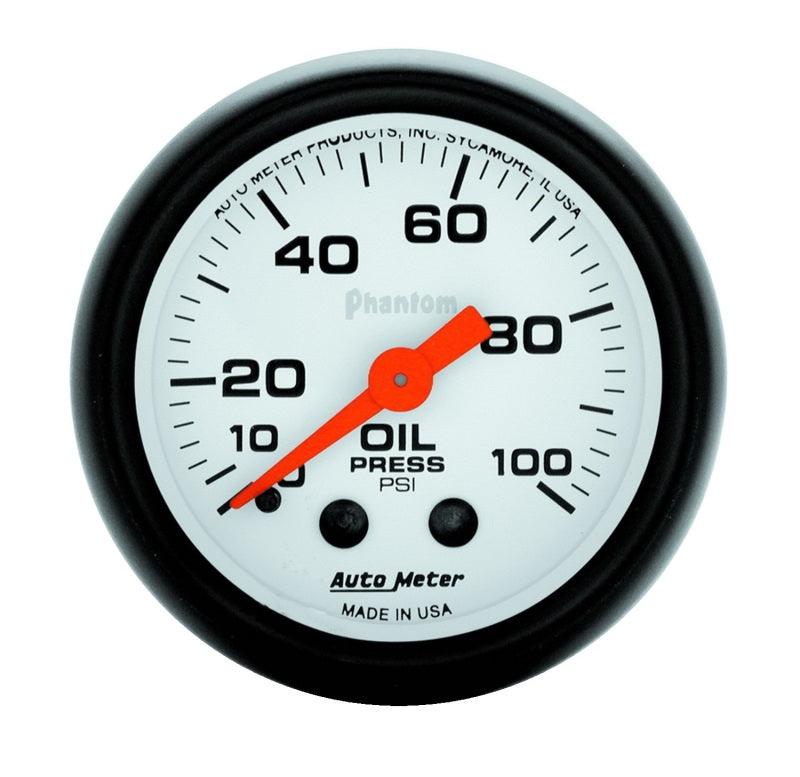 Autometer Phantom 52mm 0-100 PSI Mechanical Oil Pressure Gauge - Corvette Realm