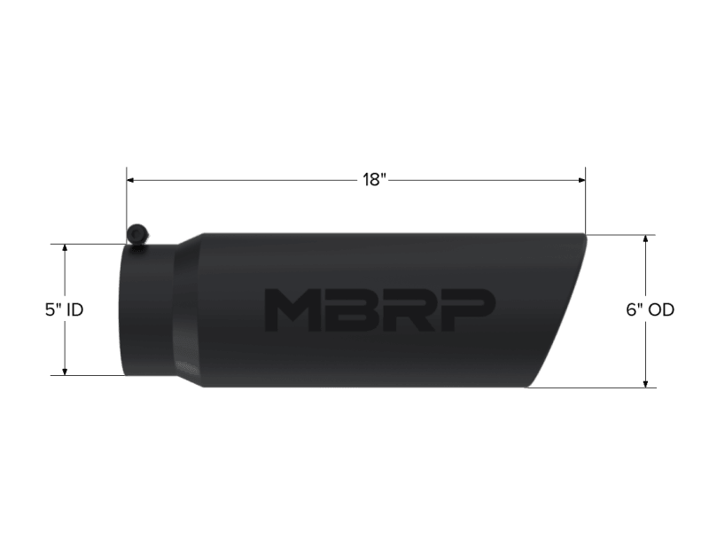 MBRP Universal Tip 6in OD Angled Rolled End 5in Inlet 18in Lgth Black Finish Exhaust - Corvette Realm