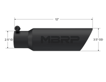 Load image into Gallery viewer, MBRP Universal Tip 3.5 O.D. Dual Wall Angled 2.5 inlet 12 length - Black Finish - Corvette Realm