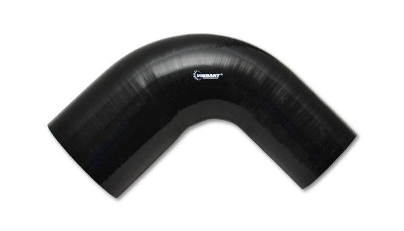 Vibrant 4 Ply Reinforced Silicone 90 degree Transition Elbow - 2.5in I.D. x 2.75in I.D. (BLACK) - Corvette Realm