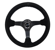 Load image into Gallery viewer, NRG Reinforced Steering Wheel (350mm / 3in. Deep) Blk Suede/Blk Bball Stitch w/5mm Matte Black Spoke - Corvette Realm