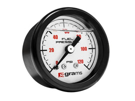 Grams Performance Universal 0-120 PSI Fuel Pressure Guage - White Face - Corvette Realm
