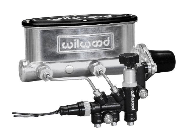 Wilwood HV Tandem M/C Kit w L/H Bracket & Prop Valve - 1in Bore Ball Burnished - Corvette Realm