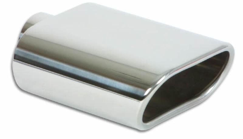 Vibrant 5.5in x 3in Oval SS Exhaust Tip (Single Wall Angle Cut Rolled Edge) - Corvette Realm