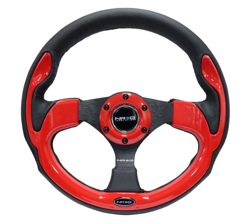 NRG Reinforced Steering Wheel (320mm) Blk w/Red Trim & 5mm 3-Spoke - Corvette Realm