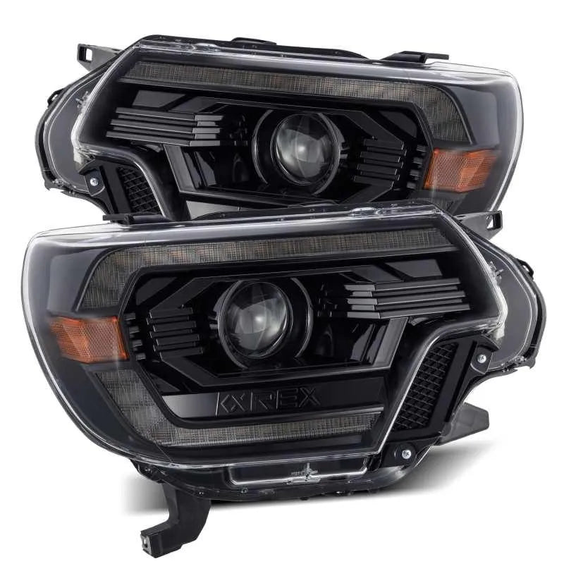 AlphaRex 12-15 Toyota Tacoma PRO-Series Projector Headlights Plank Style Alpha Black w/DRL - Corvette Realm