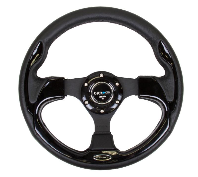 NRG Reinforced Steering Wheel (320mm) Blk w/Gloss Black Trim - Corvette Realm