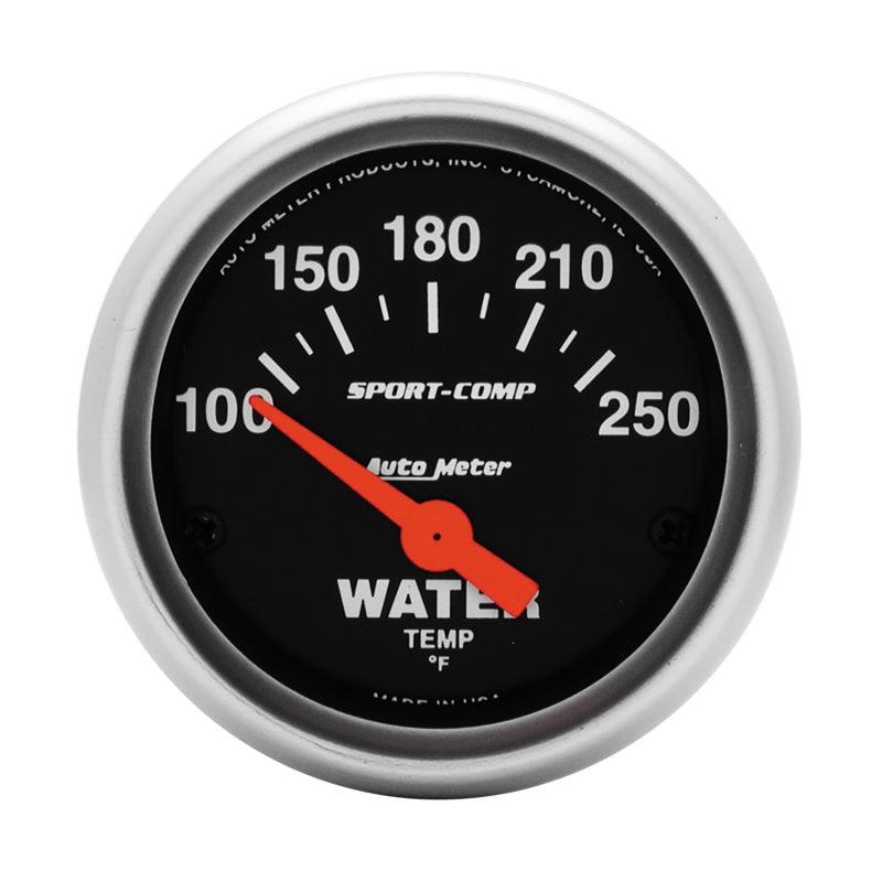 Autometer Sport-Comp 52mm 100-250 Deg F Electronic Water Temp Gauge - Corvette Realm