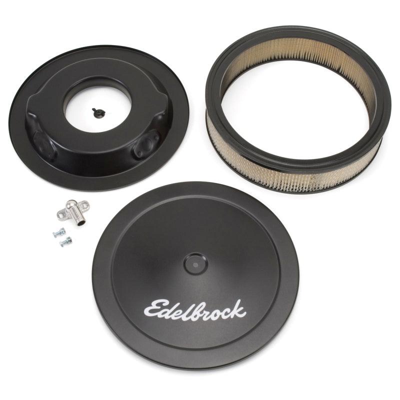 Edelbrock Air Cleaner Pro-Flo Series Round Steel Top Paper Element 14In Dia X 3 75In Dropped Base - Corvette Realm