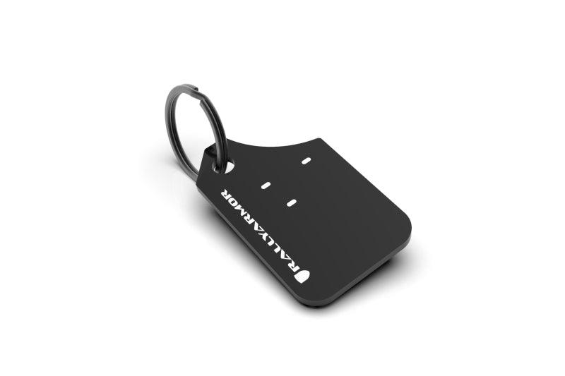 Rally Armor Mini UR Mud Flap Keychain - Black w/ White Logo - Corvette Realm