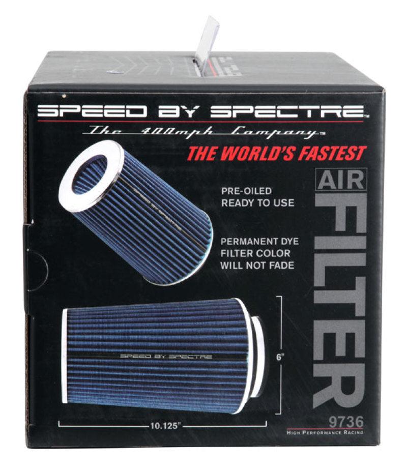 Spectre Adjustable Conical Air Filter 9-1/2in. Tall (Fits 3in. / 3-1/2in. / 4in. Tubes) - Blue - Corvette Realm