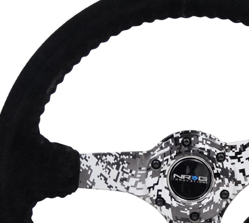 NRG Reinforced Steering Wheel (350mm / 3in. Deep) Blk Suede w/Hydrodipped Digi-Camo Spokes - Corvette Realm