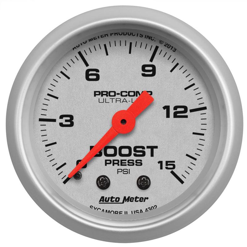 Autometer Ultra-Lite 52mm 0-15 PSI Mechanical Boost Gauge - Corvette Realm