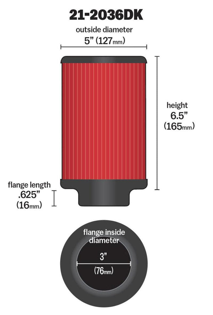 AEM Aif Filter, 3inFLG/ 5inOD/ 6-1/2inH Dry Flow - Corvette Realm