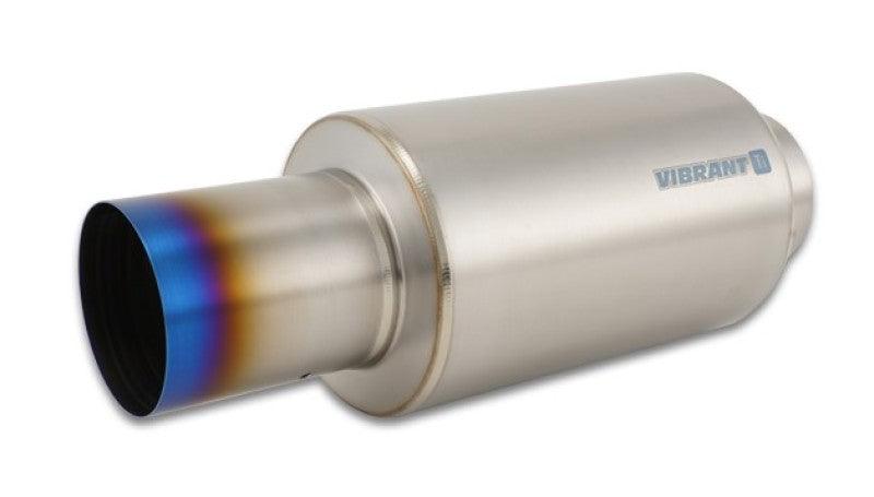 Vibrant Titanium Muffler w/Straight Cut Burnt Tip 4in Inlet / 4in Outlet - Corvette Realm