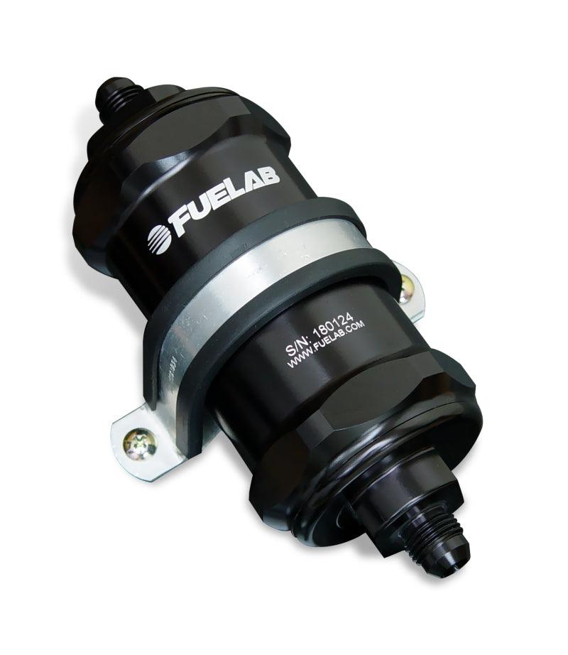 Fuelab 818 In-Line Fuel Filter Standard -6AN In/Out 40 Micron Stainless - Black - Corvette Realm