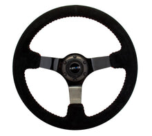 Load image into Gallery viewer, NRG Reinforced Steering Wheel (350mm / 3in. Deep) Blk Suede w/Red BBall Stitch &amp; Black 3-Spoke - Corvette Realm