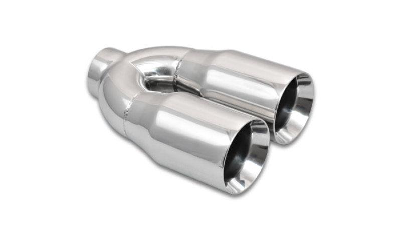 Vibrant 2.5in ID Dual 3.5in OD Round SS Tips (Double Wall, Straight Cut) - Corvette Realm