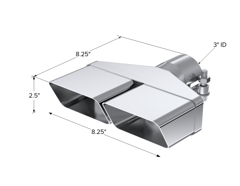 MBRP Universal Tip 8inx 2.375in ID Rectangle 2.5in O.D. inlet 8.25in length T304 - Corvette Realm