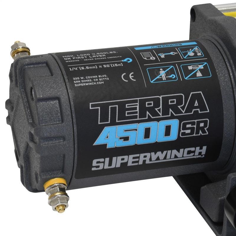 Superwinch 4500 LBS 12V DC 1/4in x 50ft Synthetic Rope Terra 4500SR Winch - Gray Wrinkle - Corvette Realm