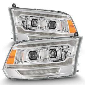 AlphaRex 09-18 Dodge Ram 2500 LUXX LED Proj Headlights Plank Style Chrm w/Activ Light/Seq Signal/DRL - Corvette Realm