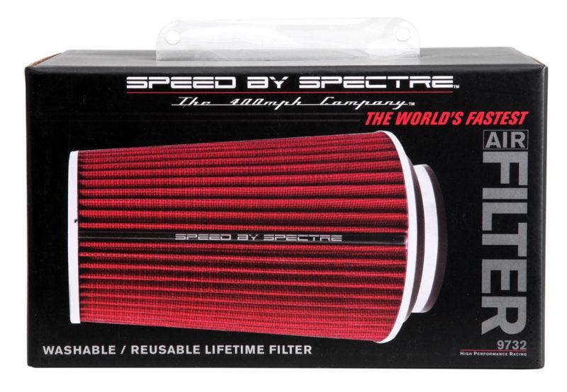 Spectre Adjustable Conical Air Filter 9-1/2in. Tall (Fits 3in. / 3-1/2in. / 4in. Tubes) - Red - Corvette Realm