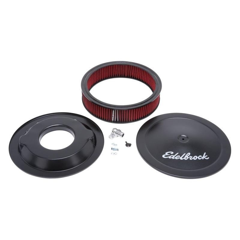 Edelbrock Air Cleaner Pro-Flo Series Round 14 In Diameter Cloth Element 3/8Indropped Base Black - Corvette Realm