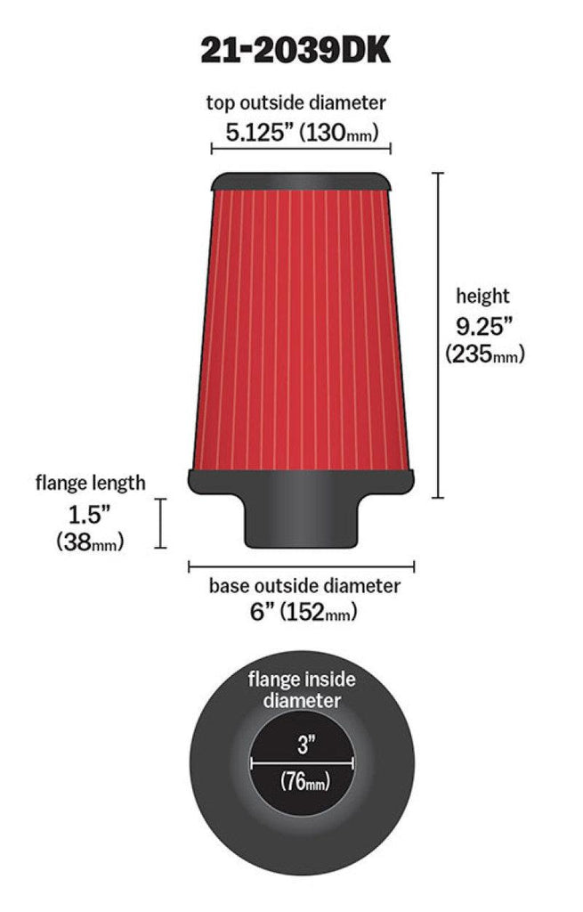 AEM 3 inch x 9 inch DryFlow Air Filter - Corvette Realm