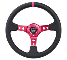 Load image into Gallery viewer, NRG Reinforced Steering Wheel (350mm/3in. Deep) Black Leather/ Fushia Center Mark/ Fushia Stitching - Corvette Realm