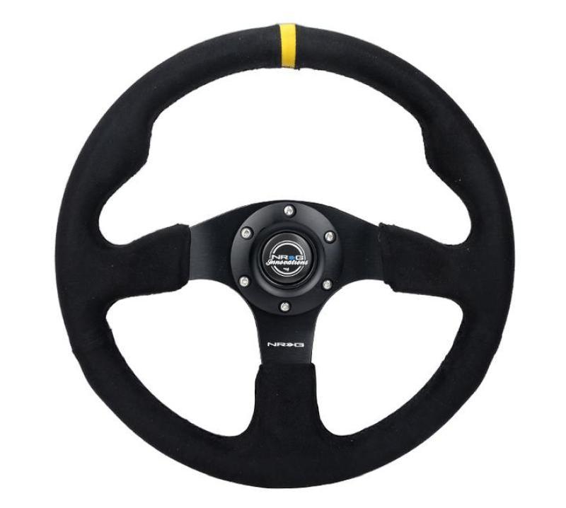 NRG Reinforced Steering Wheel (320mm) Alcantara Steering Wheel w/ Black Stitching - Corvette Realm