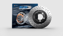 Load image into Gallery viewer, SHW 2021 BMW M3 / 21-22 BMW M4 Left Rear Cross-Drilled Lightweight Brake Rotor (34208093729) - Corvette Realm