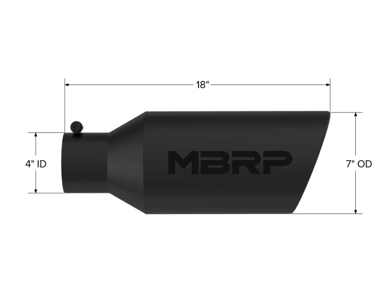 MBRP Universal Exhaust Tip 7in O.D. Rolled End 4in Inlet 18in Length - Black - Corvette Realm