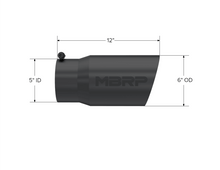 Load image into Gallery viewer, MBRP Universal Tip 6 O.D. Dual Wall Angled 5 inlet 12 length - Black Finish - Corvette Realm