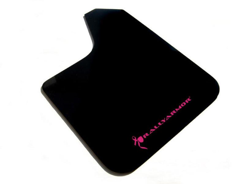 Rally Armor Universal Fit (No Hardware) Basic Black Mud Flap w/ Pink Logo - Corvette Realm