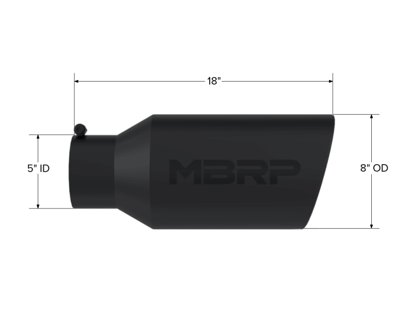 MBRP Universal Tip 8in OD Rolled End 5in Inlet 18in Length T304 - Black - Corvette Realm