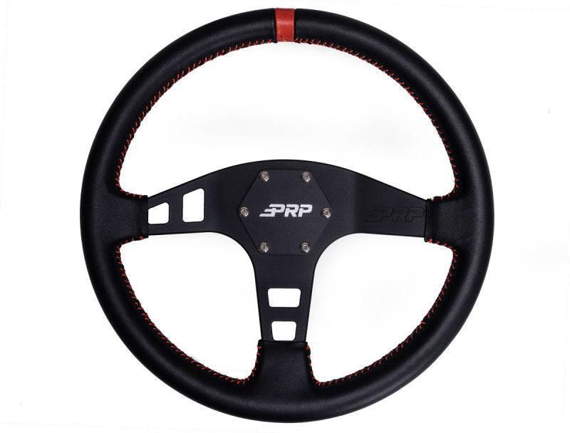 PRP Flat Leather Steering Wheel- Red - Corvette Realm