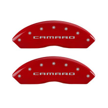 Load image into Gallery viewer, MGP 4 Caliper Covers Engraved Front &amp; Rear Gen 5/Camaro Red finish silver ch - Corvette Realm