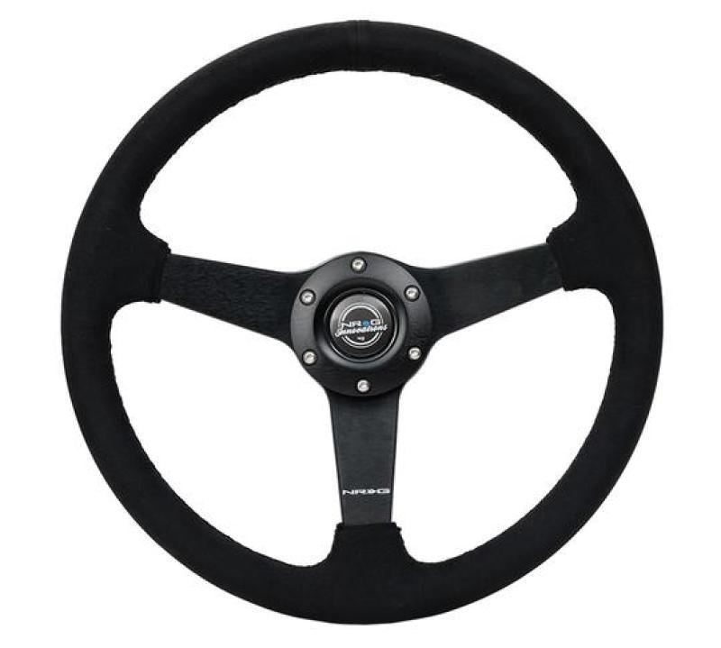 NRG Sport Steering Wheel (350mm/ 1.5in. Deep) Matte Black Spoke/ Black Alcantara w/ Black Stitching - Corvette Realm