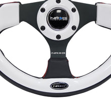 Load image into Gallery viewer, NRG Reinforced Steering Wheel (320mm) Blk w/White Trim &amp; 4mm 3-Spoke - Corvette Realm