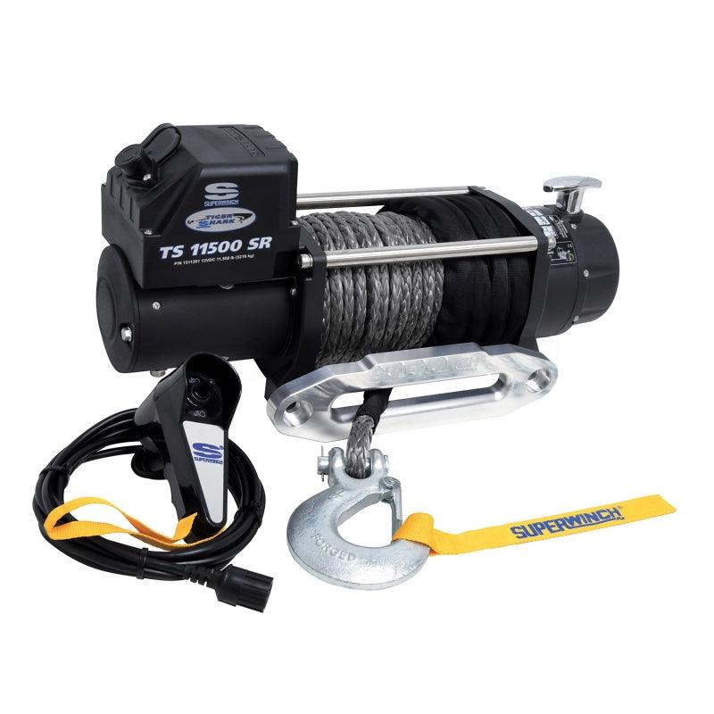 Superwinch 11500 LBS 12V DC 3/8in x 80ft Synthetic Rope Tiger Shark 11500 Winch - Corvette Realm