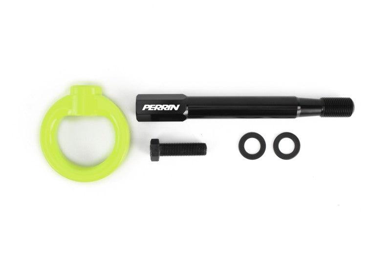 Perrin 2022 Subaru WRX / 18-21 Crosstrek / 14-21 Forester Tow Hook Kit (Front) - Neon Yellow - Corvette Realm