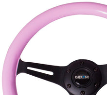 Load image into Gallery viewer, NRG Classic Wood Grain Steering Wheel (350mm) Solid Pink Painted Grip w/Black 3-Spoke Center - Corvette Realm