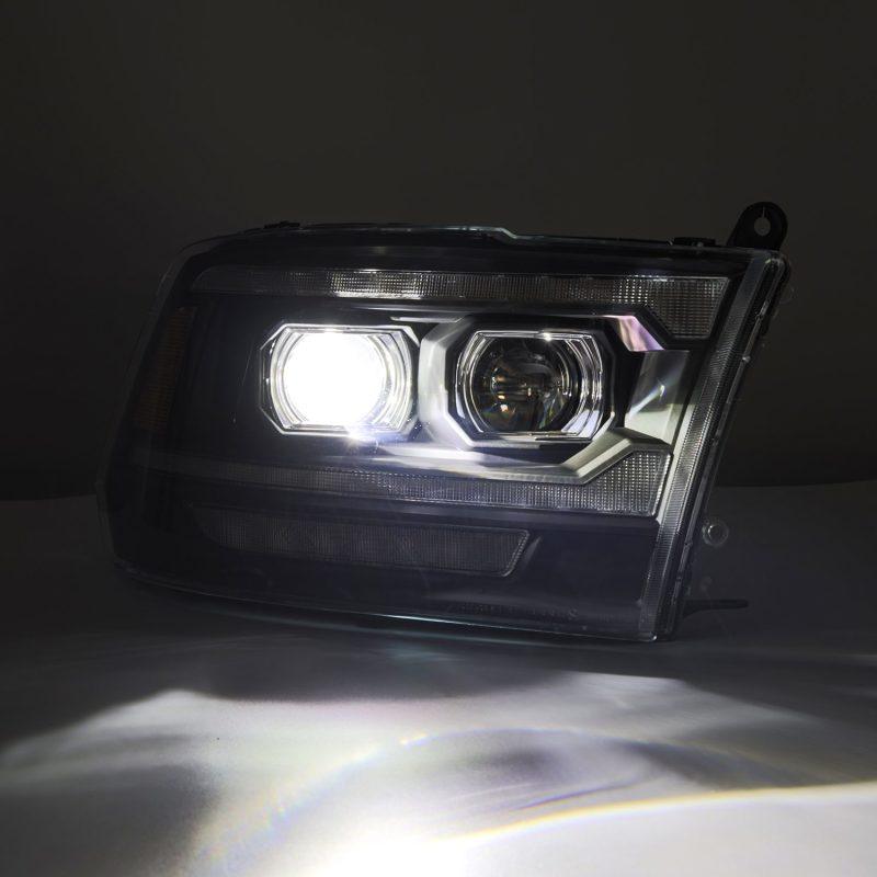 AlphaRex 09-18 Dodge Ram 2500 LUXX LED Proj Headlights Plank Style Blk w/Activ Light/Seq Signal/DRL - Corvette Realm