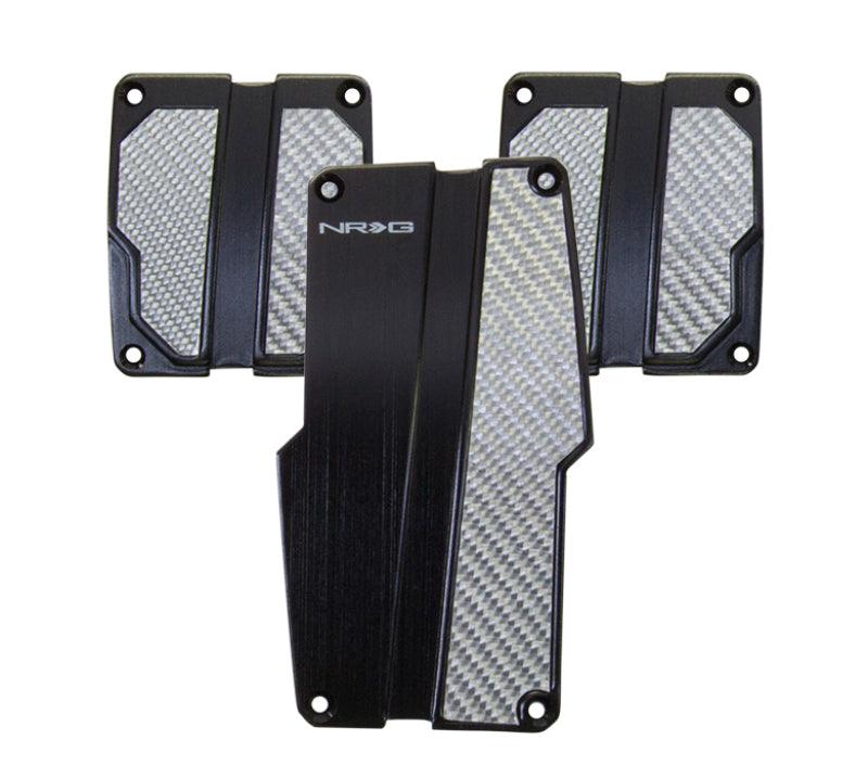 NRG Brushed Aluminum Sport Pedal M/T - Black w/Silver Carbon - Corvette Realm