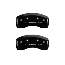 Load image into Gallery viewer, MGP 4 Caliper Covers Engraved Front &amp; Rear C6/Corvette Black finish silver ch - Corvette Realm